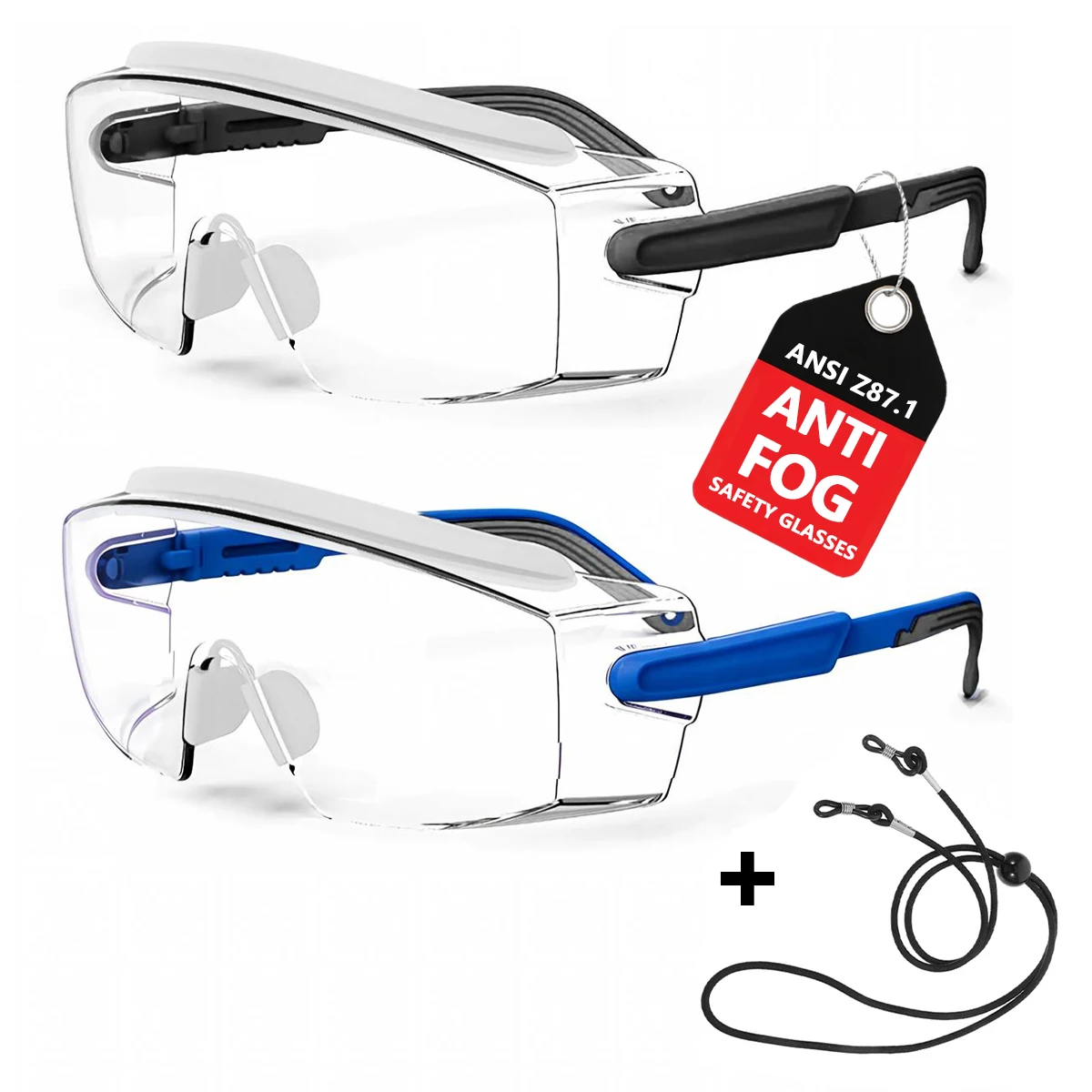 Anti Fog Safety Glasses Goggles Over Glasses Protective Glasses with Anti Scratch Lenses Adjustable with Retainer Strap HM5