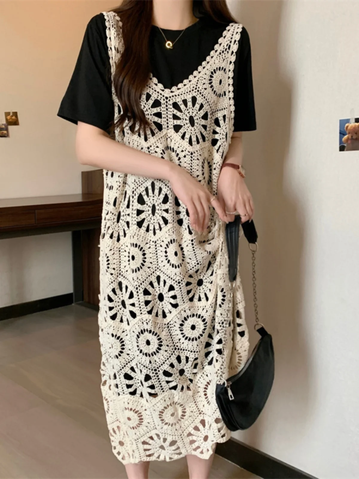 T-shirt effet minceur Dr Combo évider gilet à bretelles tricotées femmes été Design Sense ort Sve rond Ne deux pièces...