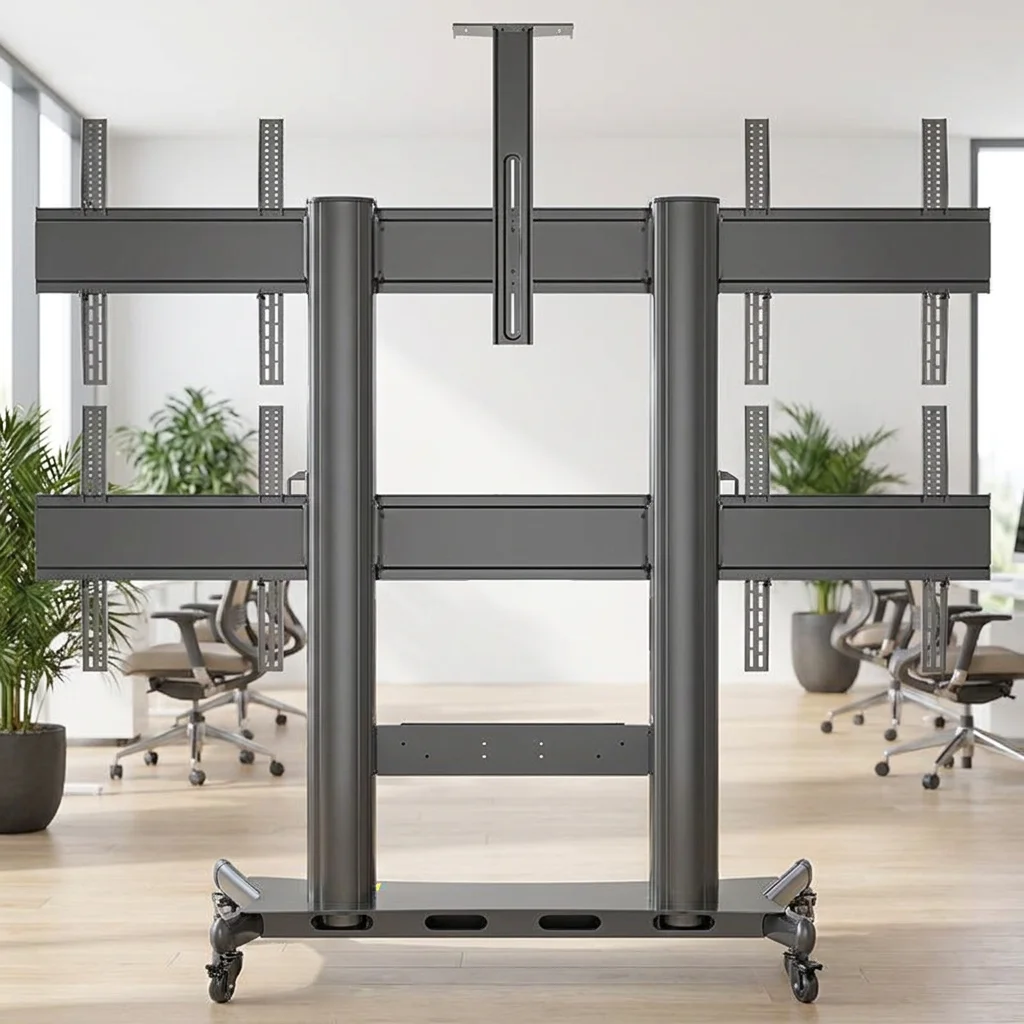 Mobile TV bracket 4-screen four-screen TV mobile floor bracket with wheel