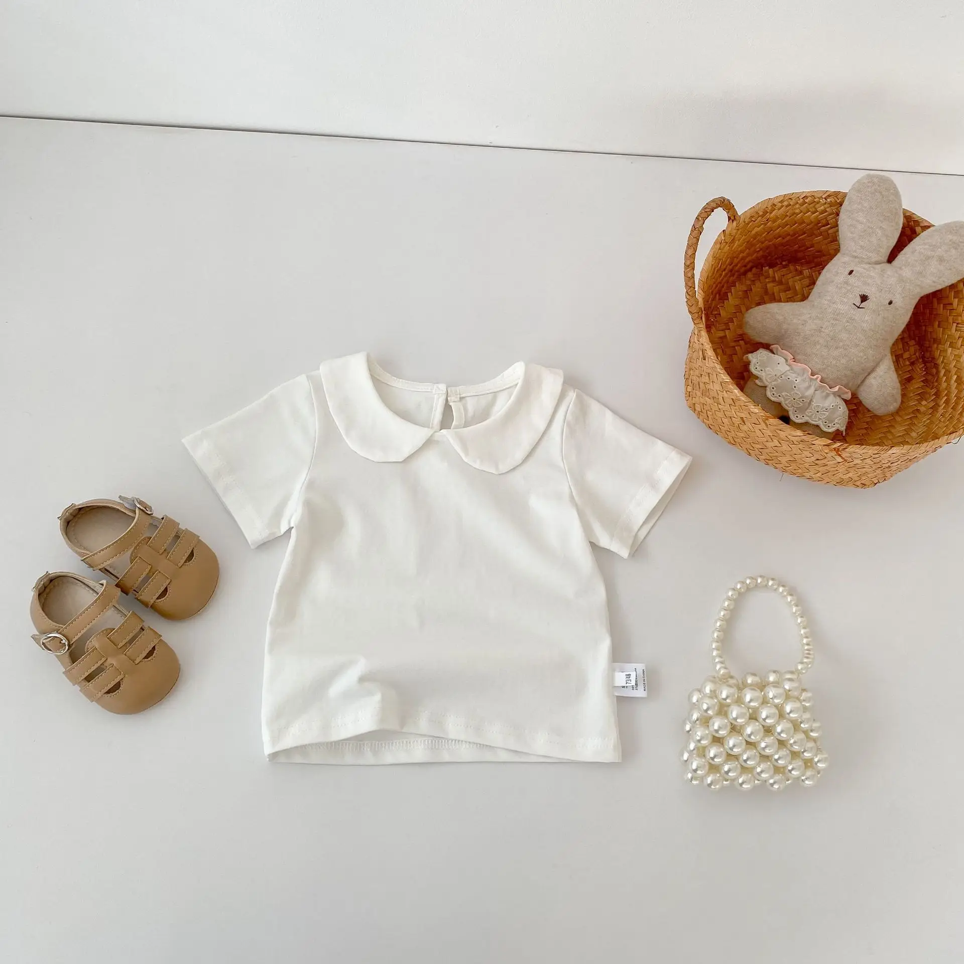 camisetas-de-manga-curta-com-gola-para-bebe-menina-verao-2026-blusas-solidas-para-recem-nascidas-tops-infantis-roupas-para-criancas