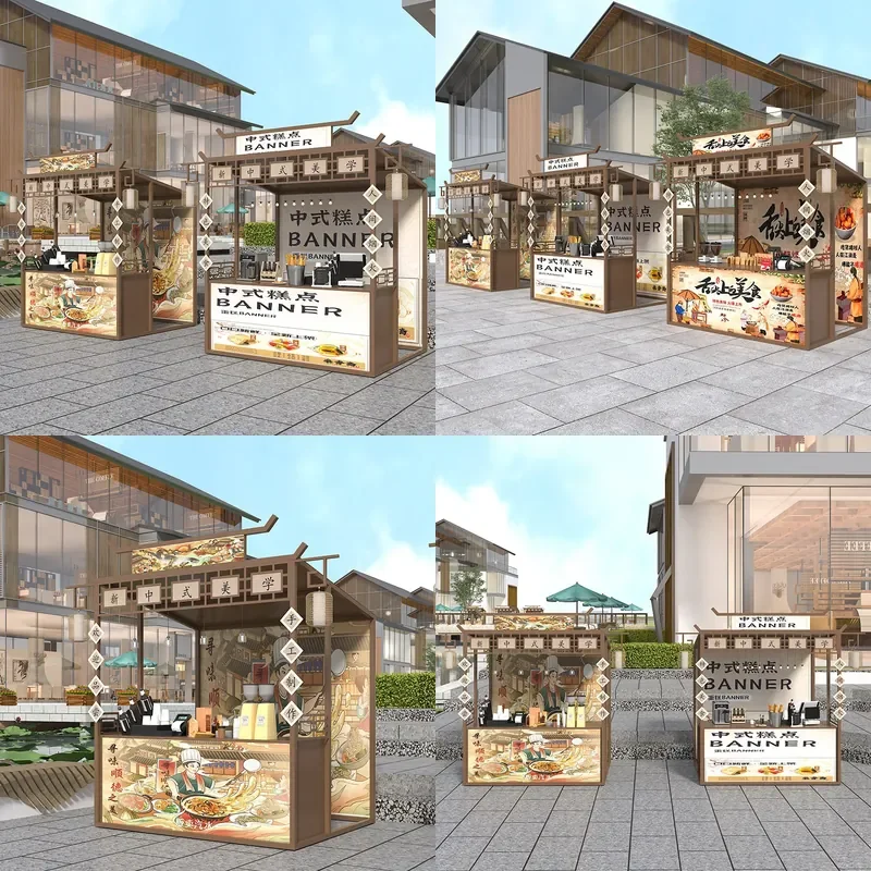 For Retro Antique Market Stall Stand Creative Display Rack for Night Market Snack Street Promotional Sales Hall Vintage Style