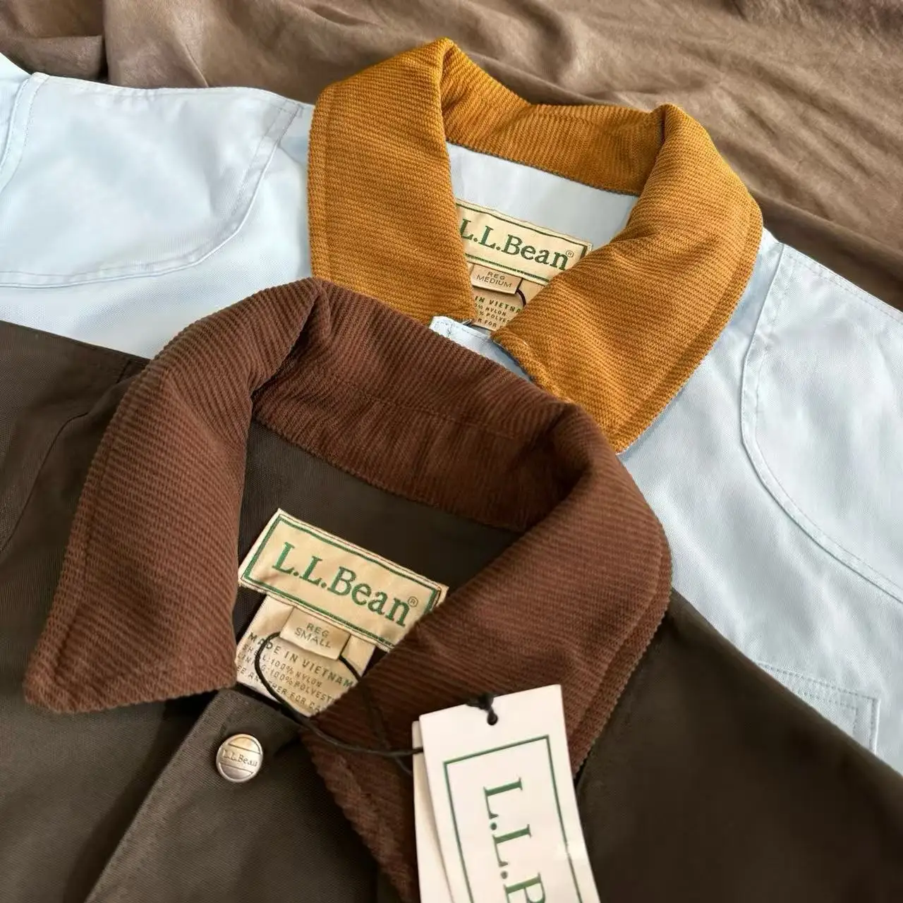 Multi Pockets LLBean Men Shirt Jacket Safari Hunting Coat Stand Collar Buttons Utility Field Outerwear Vintage Workwear Jacket
