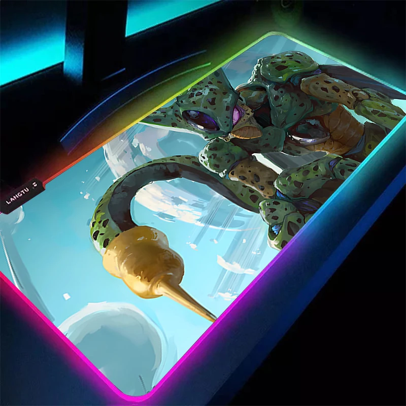 

LED Mouse Pad 90x40cm DBZ Dragon Ball Cell Speed Type Varpet Mat For E-sports Players Keyboard Pad RGB Mousepad Office Desk Mat