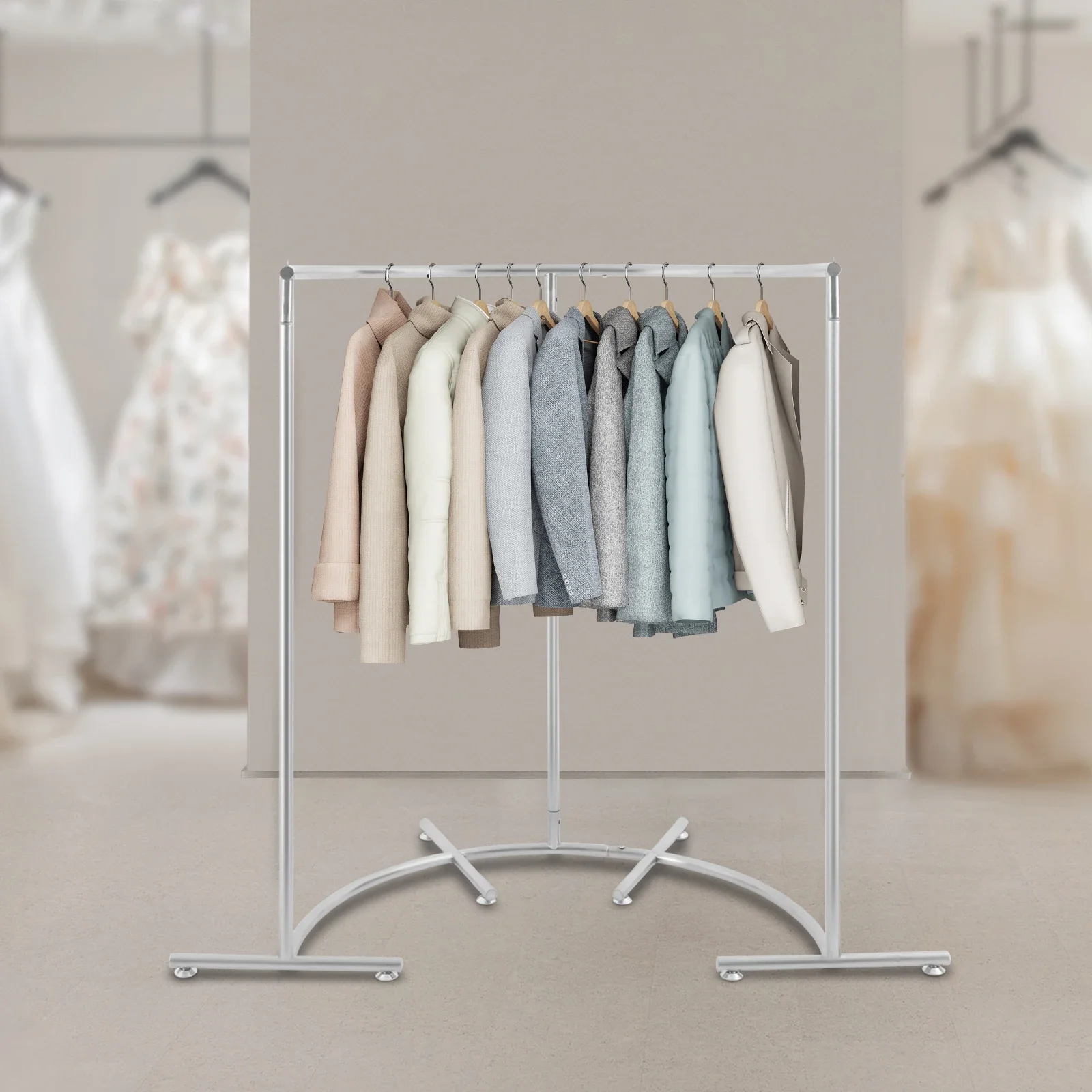 

Half Round Clothes Rack, Stainless Steel Clothing Freestanding Garment Rack for Boutiques, Dormitories, Shopping Malls