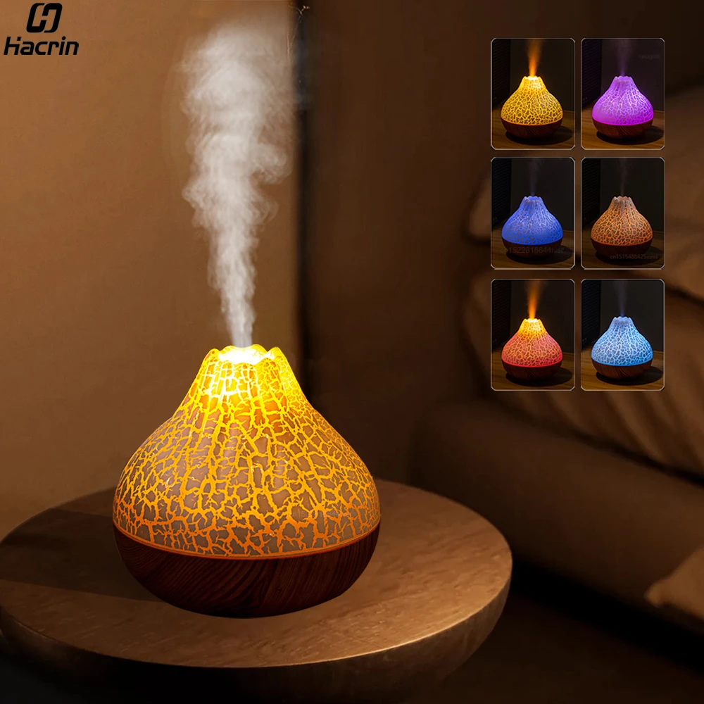 Volcano Humidifier USB Air Humidifier Desk Water Humidifier Diffuser for Home Bedroom Office Water Mist Diffuser with Night Lamp