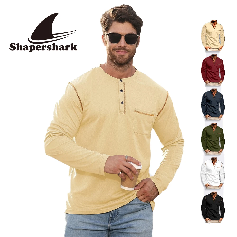 The Latest Spring and Summer Men's Long-Sleeved Polo Shirt With a European and American Stand-Up Collar for Casual Wear