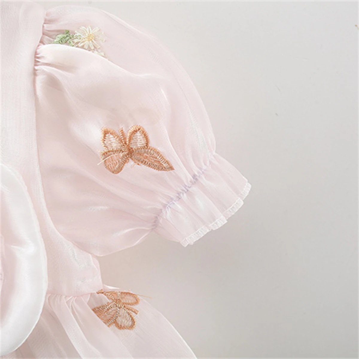 (0-3-Year-Old) Baby Girl Dress Summer Girl Covered In Embroidered Butterfly Dusk Cloud Veil, Bow Knot Princess Dress