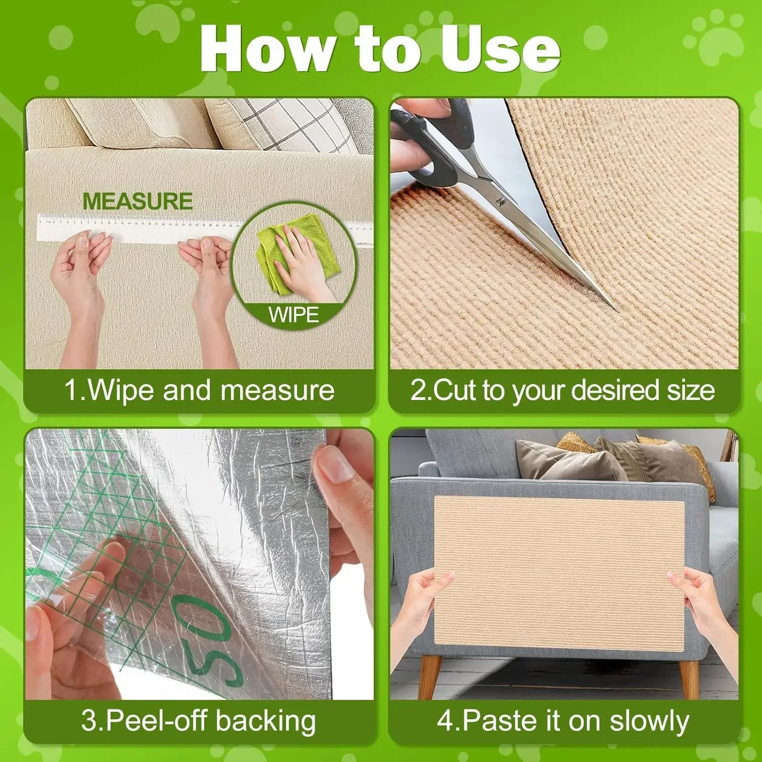 Trimmable Self-Adhesive Carpet Cats Scratch Board Wall Anti Cat Scratch Sofa Diy Cats Scratch Board Sofa Protection Paws Sharpen