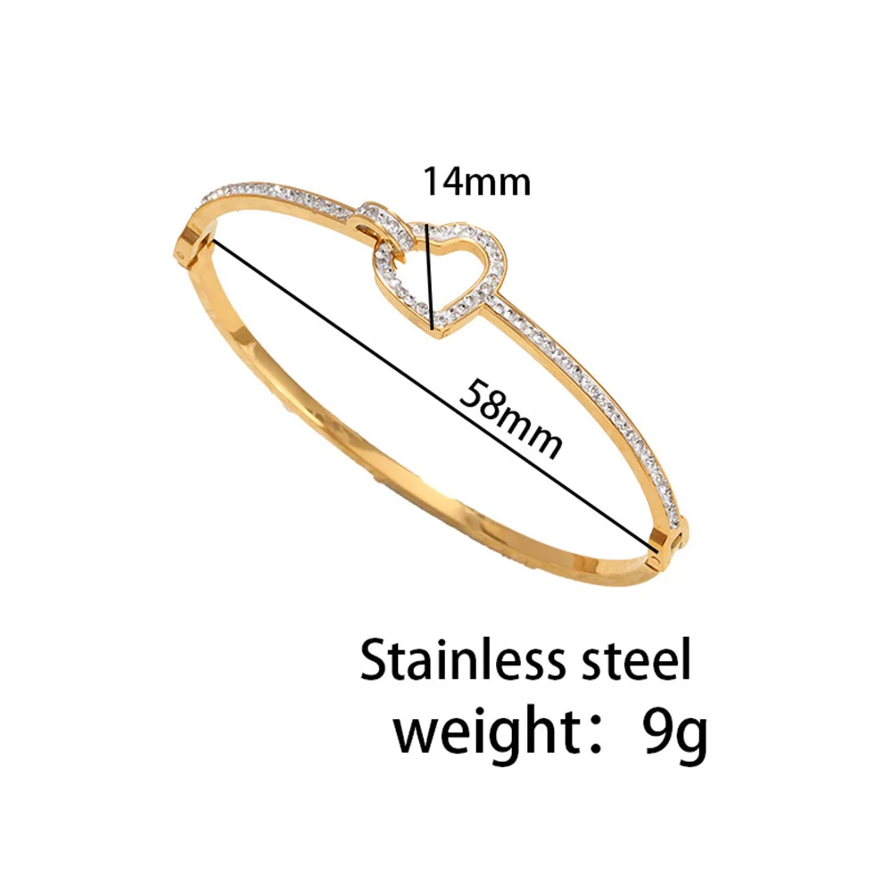 

Watty stainless steel romantic peach heart diamond decoration women's bracelet, high quality waterproof jewelry, free delivery
