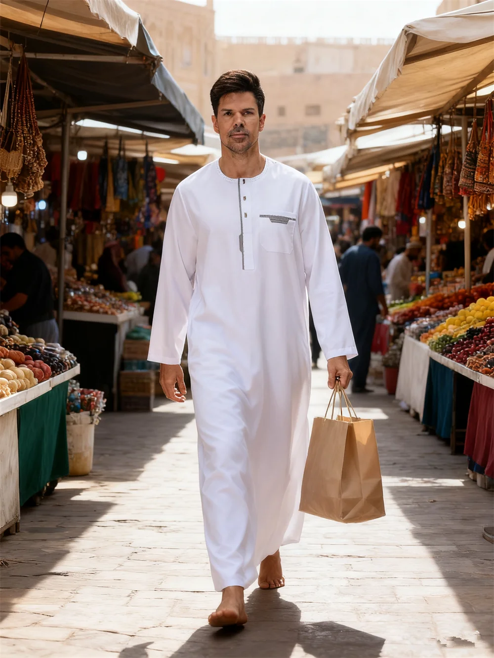 

Мусульманский мужской джубба Тобе с длинным рукавом, Абая, мужской арабский кафтан, мужское платье в Саудовской Аравии, Thoub Caftan Daffah Dishdasha, исламская одежда
