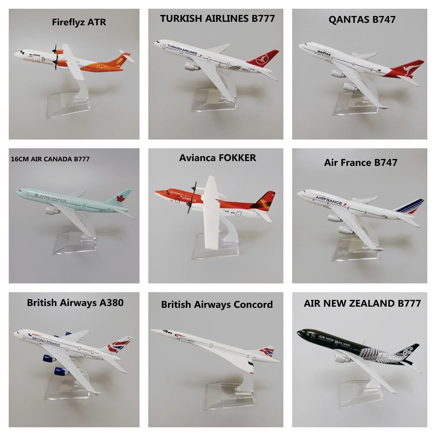 16cm Alloy Airplane Model Plane Air France Lufthansa Canada KLM Brazil Spain British USA A340 A350 A380 B737 B747 B787 Airlines