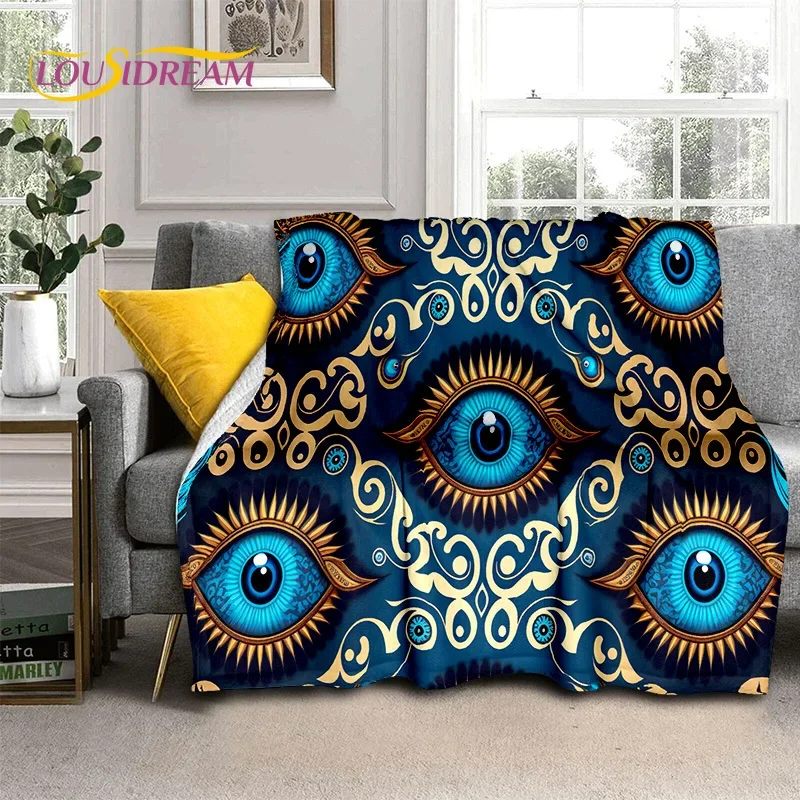 

Evil Eye Turkey Blue Nazar Eye of Horus Soft Flannel Blanket for Beds Bedroom Sofa Picnic,Throw Blanket for Outdoor Leisure Gift