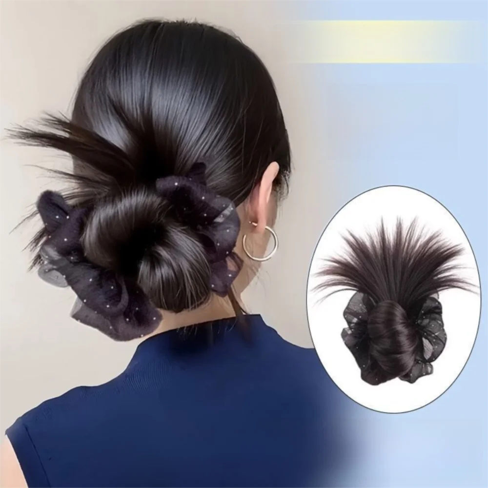 

New Synthetic Hair Bun Claw Clip Natural with Mesh Bun Head Wig Fluffy Wig Hair Clip Hair Accessories