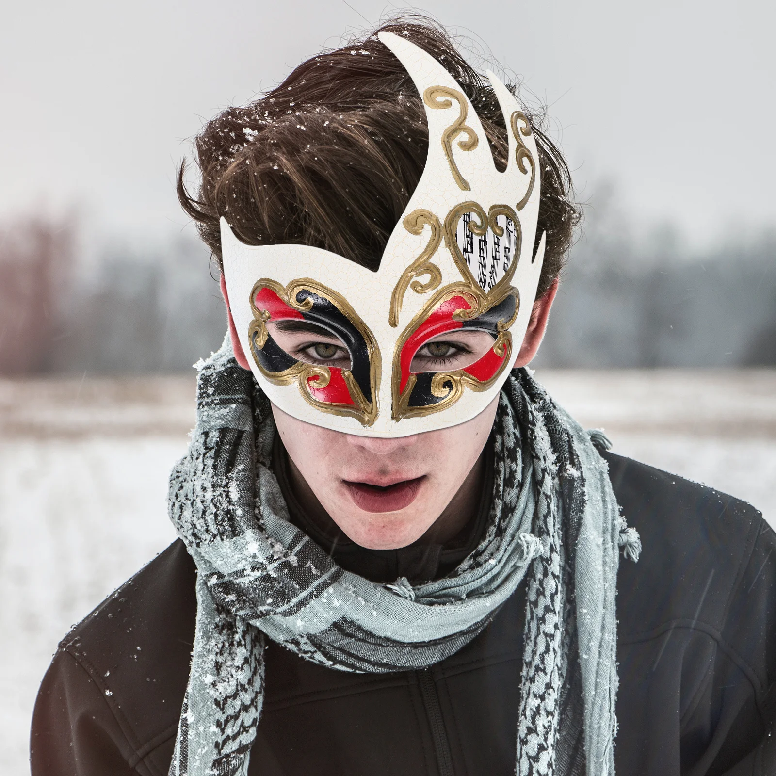 Chama rachado máscara vermelha premium plástico meia face masquerade alça ajustável para festa de carnaval traje bola evento decoração