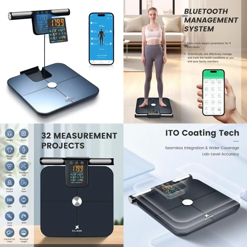 

Precision Digital Bathroom Scale - 8-Electrode Body Composition Analyzer for Fat BMI Muscle Analysis