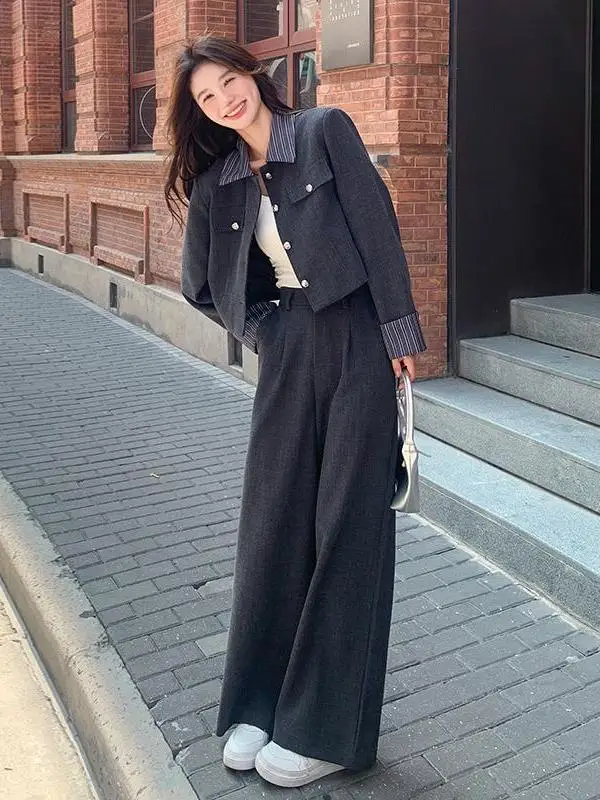 

Костюм женский в стиле Кагава Миу, весна-осень 2026, ультрамодный, для повседневной носки, с ощущением высокого класса, из двух предметов.