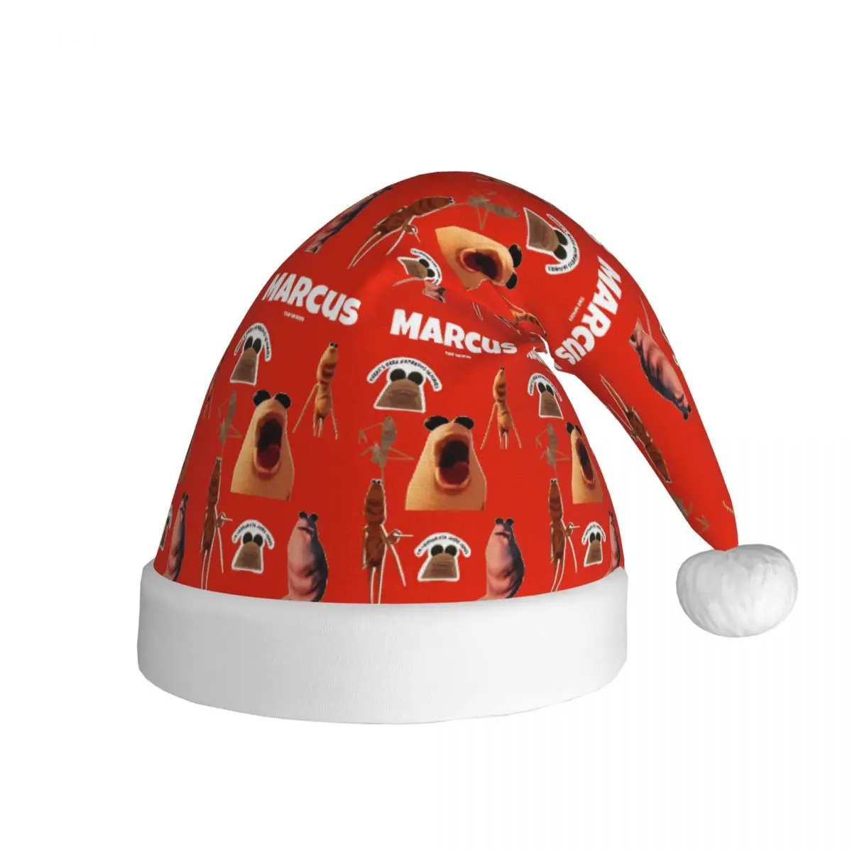 Marcus The Worm Meme Christmas Hat for Adult Men Women I Dont Like This Rock Santa Hat Cap Xmas Gifts