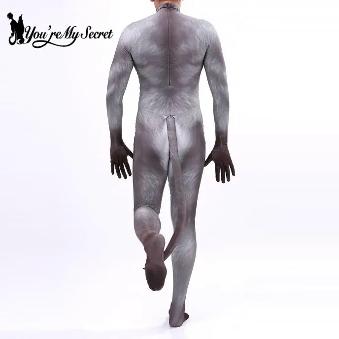 [You're My Secret] kostiumy na Halloween dla dorosłych zwierząt nadruk z osłem body unisex Catsuit Zentai z ogonem