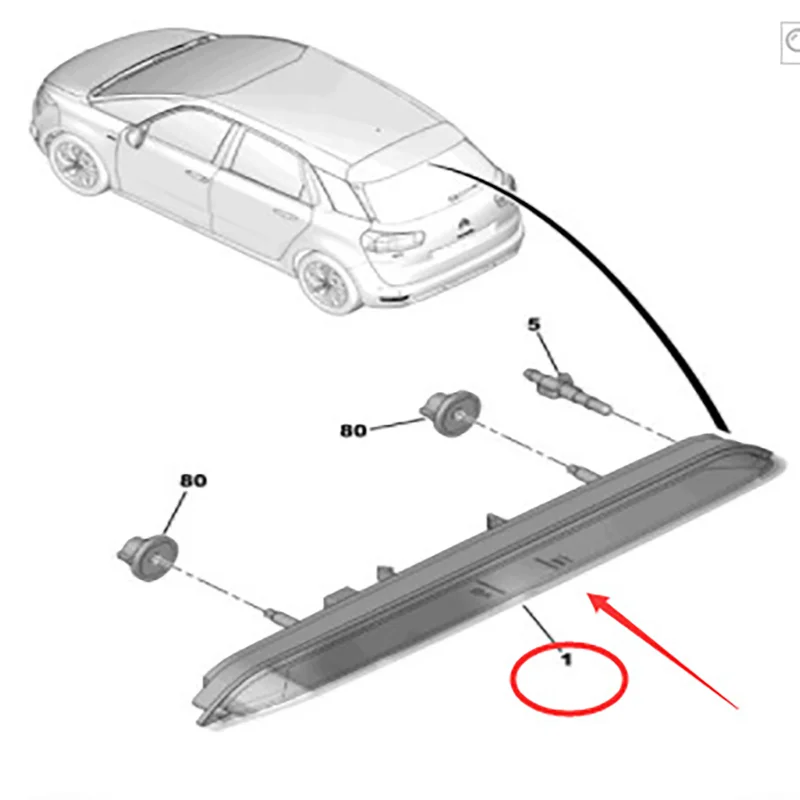 Car Tail High Mount Third Additional Brake Lights for Peugeot 2008 308 SW II 508 SW for Citroen C4 for Picasso II DS6 6351LX