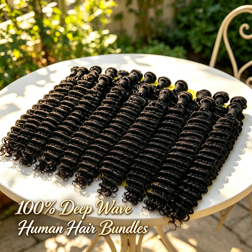 

100% Unprocessed Virgin Deep Curly Bundle with Spiral Curls End Real Extension 30 32 40 Inch Deep Wave Bundles 1 3 4 Bundles Human Hair Extensions For Women