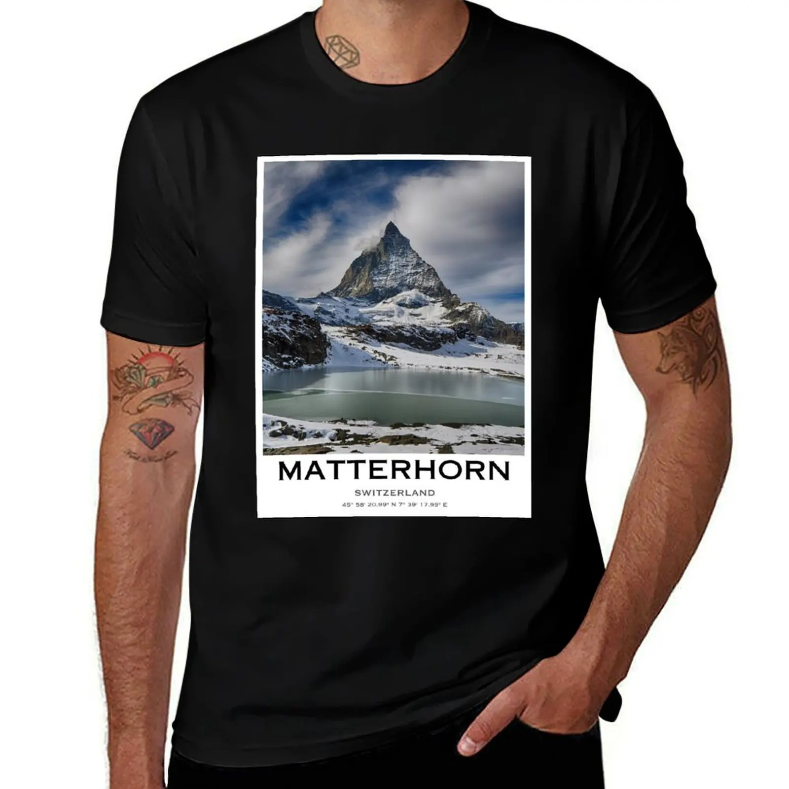 Matterhorn poster/ travel wall art / Switserland T-Shirt Basic Solid Color Casual Tee Shirt T-Shirt
