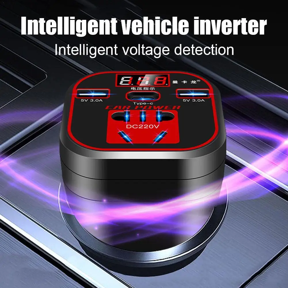 Car Power Inverter 24V 12v 220v 120W Led Display 3 USB Ports + Cigarette Lighter QC3.0 inversor 12 v 220 v fonte automotiva