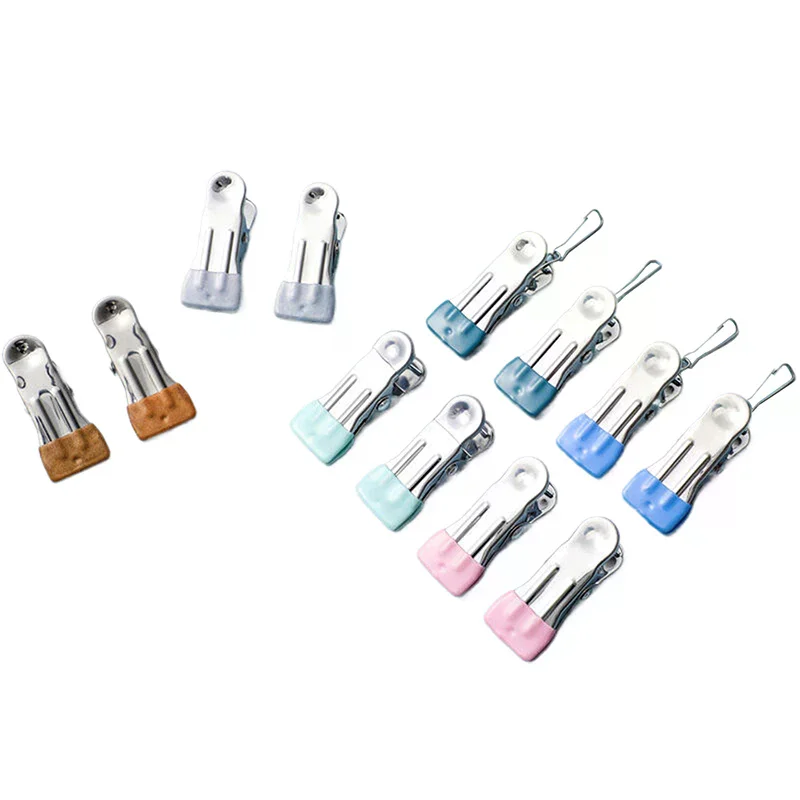 10-Piece Stainless Steel Non-Slip Clothespins Multipurpose Windproof Sealing Clips for Household Use