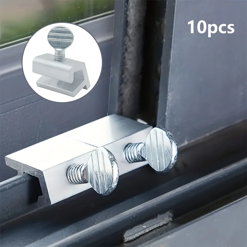 10pcs Stainless Sliding Sash Stopper Cabinet Locks Straps Doors Security Anti-theft Lock Window Sliding Door Safety Doors Lock