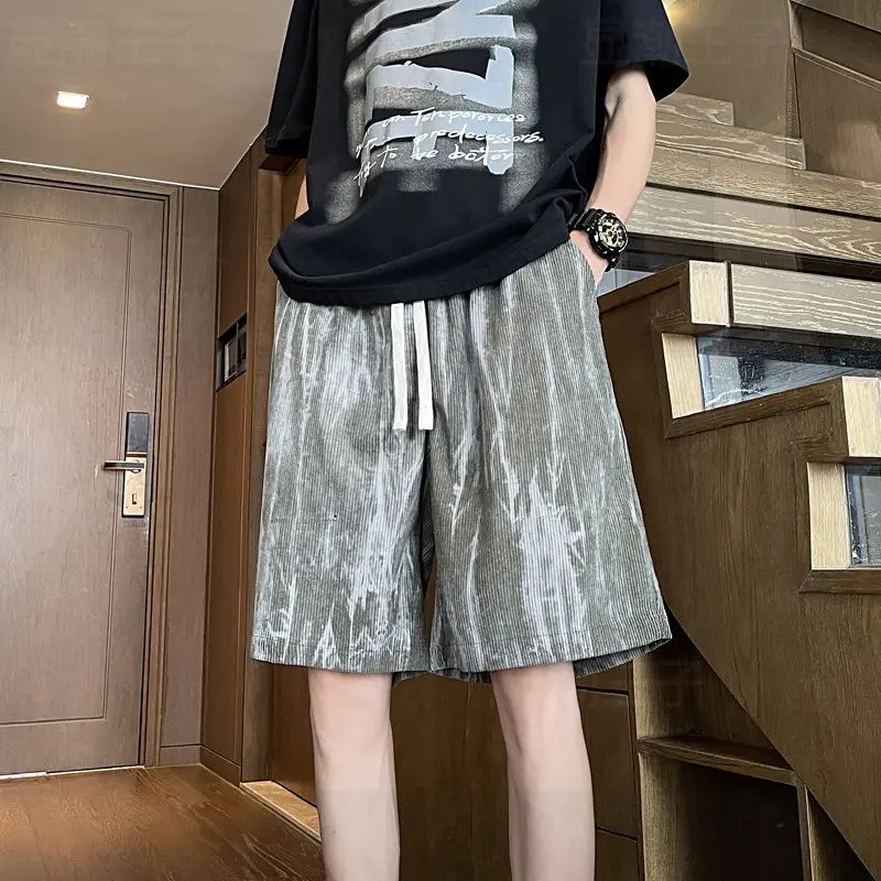 

Модные пляжные шорты с принтом тай-дай, мужские спортивные брюки из американского ледяного шелка