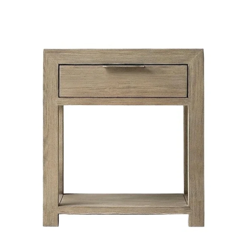 

Nordic all-solid wood bedside table, simple and modern small apartment, white oak household log storage, double drawer storage c