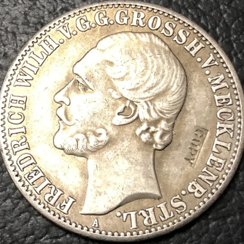نسخ عملة معدنية مطلية بالفضة ، دوشيه كبير من Mecklenburg-strelrix ، 1 ثلر ، 1870