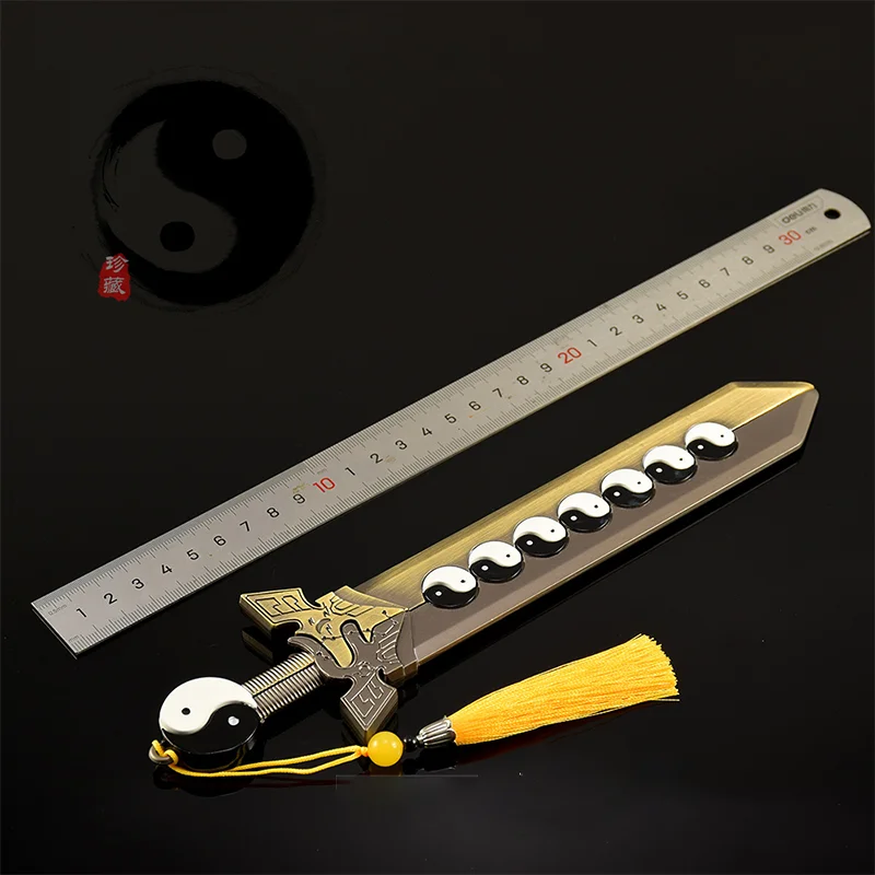 26 centimetri Tai Chi Yin Yang Bagua Spada Tubata Giocattoli Tutto in metallo Artigianato Ornamenti Modello Cineserie Collezione Decorazioni della stanza