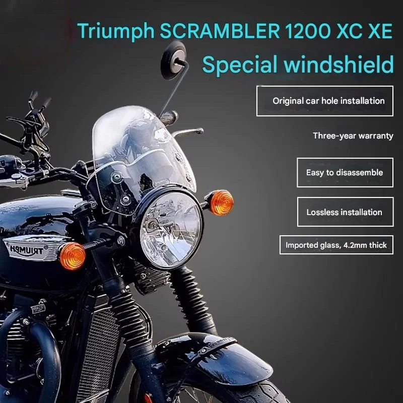 FOR Triumph Scrambler 1200 XC XE Front Wind Deflector Clear Large Anti-Aging No Yellowing Long-Lasting Motorcycle Accessory