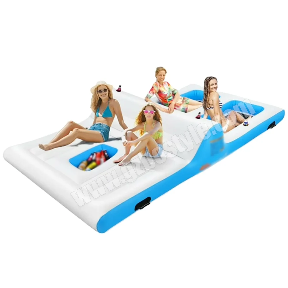 

Custom 4-Person PVC Inflatable Water Floating Platform Island Adult Pool Float Bed