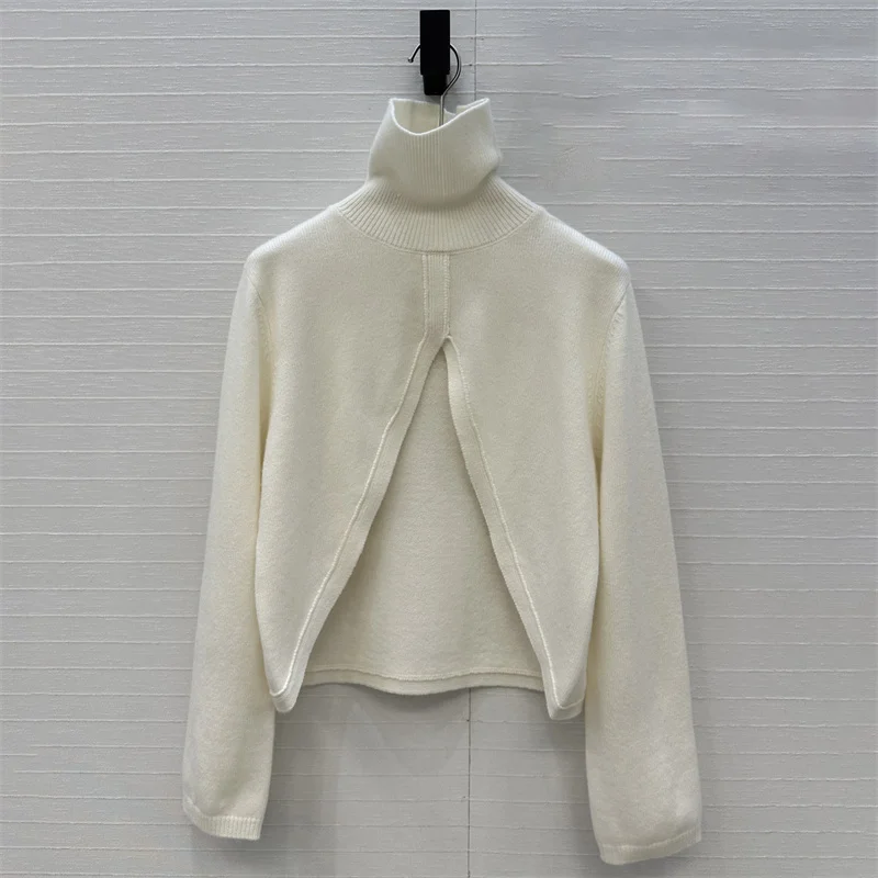 

Women's sweater New elastic knitted slim fit long sleeved top for autumn 2025 Wool blend high neck pullover Women's turtleneck
