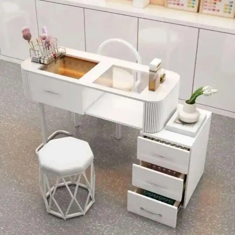 

Japanese Manicure Tables Transparent Glass Tabletop Simple Manicure Table Storage Retractable Nail Desk Nail Salon Furniture h