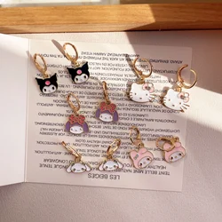 Sanurgente-Boucles d'oreilles Anime Kuromi Melody Silver illac, Boucles d'oreilles mignonnes, Dessin animé Cinnamonroll, Étudiante, Fille, Meilleur ami, Cadeau de vacances