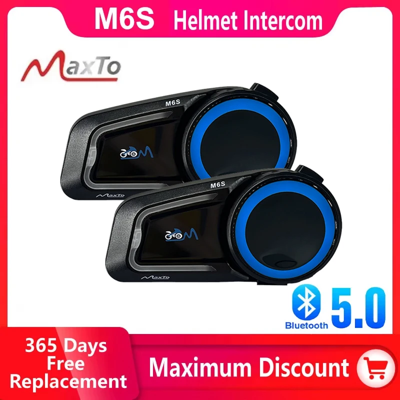 

Bluetooth-гарнитура Maxto M6s мотоциклетная Водонепроницаемая с поддержкой дистанции 1000