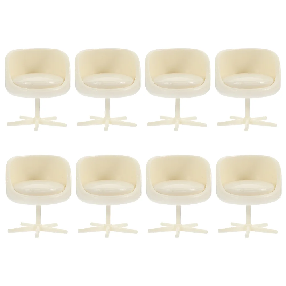 8 Pcs Miniature Furniture Swivel Chair Model 1:25 Scale Dollhouse naments Hardwearing Craftsmanship Exquisite Design Versatile