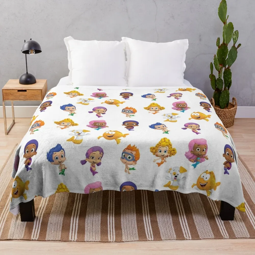 all bubble guppies together / cartoon / mermaids / kids Throw Blanket anime Moving Softest Blankets