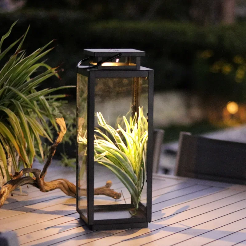 

Solar wind lamp European simple portable lamp iron decoration scene layout props outdoor floor windbreak candlestick