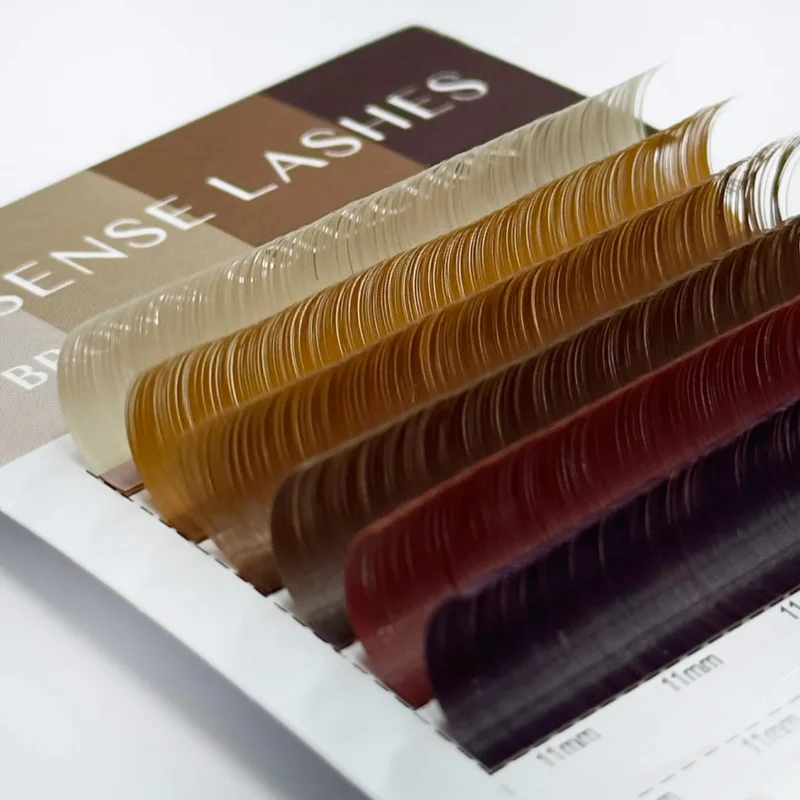 SENSE LASHES 16-rzędowa kolekcja Maillard Matowe brązowe rzęsy Mix 8-15 mm Wysokiej jakości naturalne kolorowe pojedyncze rzęsy — zdjęcie 6