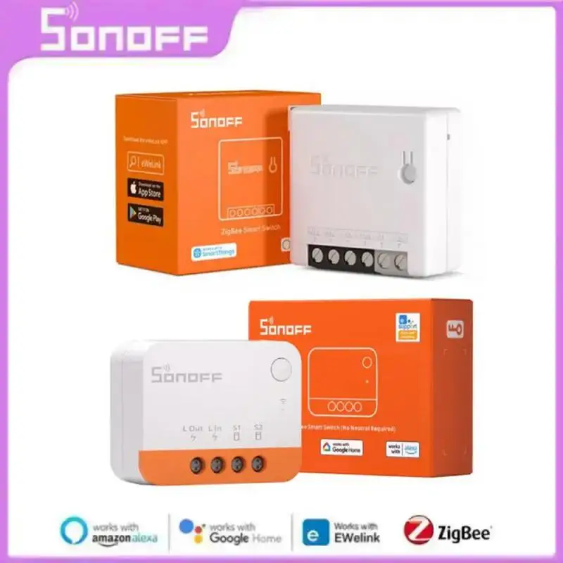Умный выключатель SONOFF ZBMINIL2 / ZBMINI ZigBee, не требуется нейтральный провод, двухсторонний переключатель, беспроводное приложение EWeLink через Alexa Google Home
