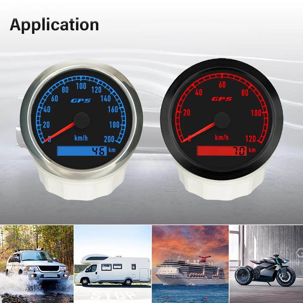 

ELING 80-мм GPS-спидометр 0-120 миль/ч (0-60 км/ч) с GPS-антенной и 7-цветной подсветкой для автомобилей, мотоциклов, судов