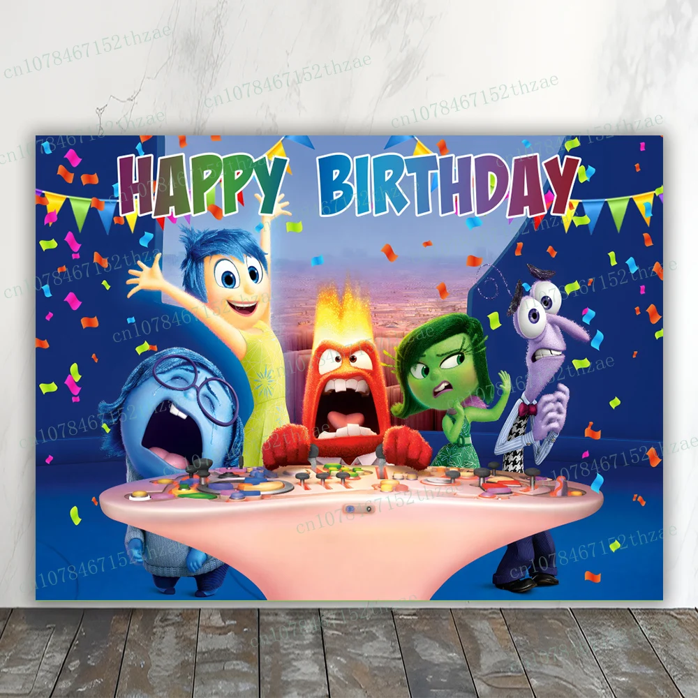 Inside Out Birthday Party Photo Background Baby Shower Photo Backdrop Cartoon Banner Decoration Photography Backdrop