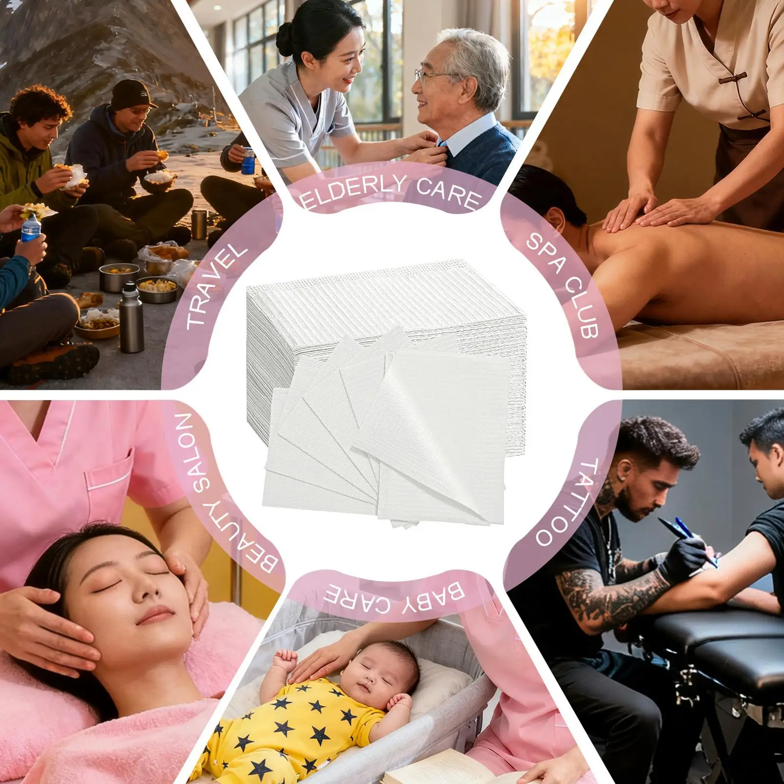 

Nail Mat 125-Piece Waterproof Absorbent Tray Lash Bibs Manicure Table Mat For Esthetician Patient Artist Adult Lash Manicure