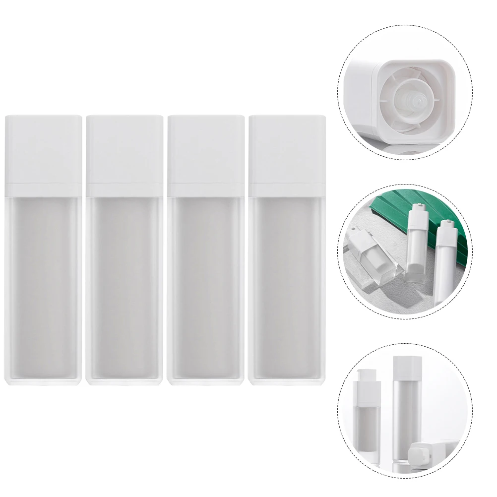 

4pcs Frosted Airless Pump Bottles 15ml Travel Lotion Containers Portable Cream Sub Bottles Refillable Cosmetics Skincare Tools
