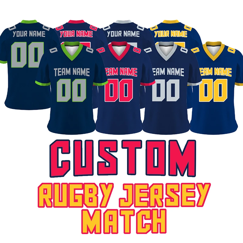 Men Jersey Footbal American Dark Blue 2022 2023 Custom Match Ruby Shirt Mesh Sublimation Blanks Team/Name Sportwear