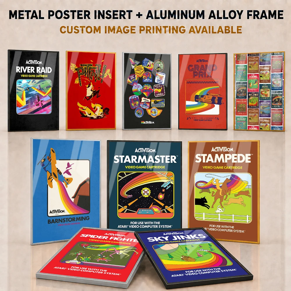 Activision Classic Framed Metal Poster Personalized Photo Pixel Arcade Style Wall Art For Entertainment Room Pop Culture Gift