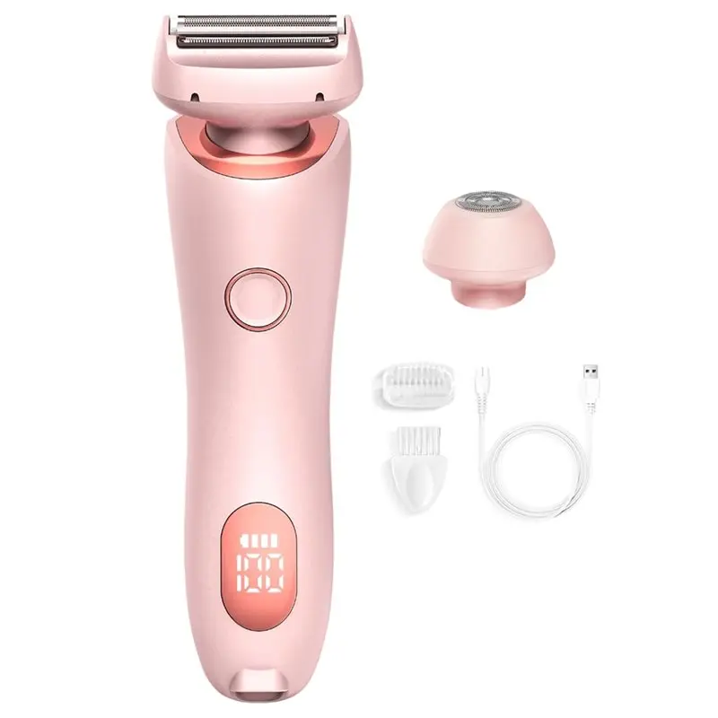 【ADORN】Silk Glide Pro 2 In 1 Electric Shaver For Women Painless Bikini Rechargeable Hair Trimmer Wet& Dry Removable Head Waterpr